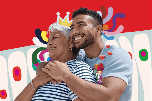 Young man hugging his mother