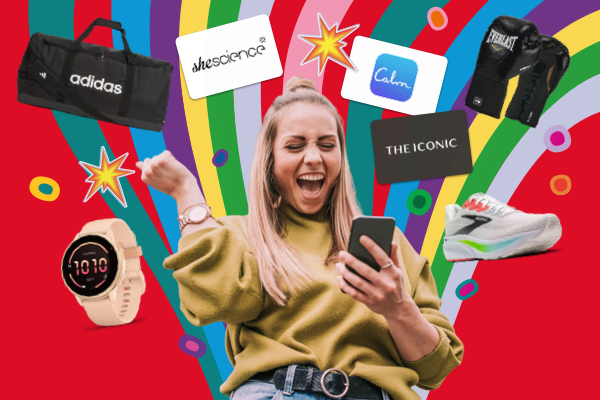 Phone screen surrounded by various Live Better rewards partners