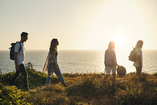640183064 Shot of a group of friends out for an early morning hike