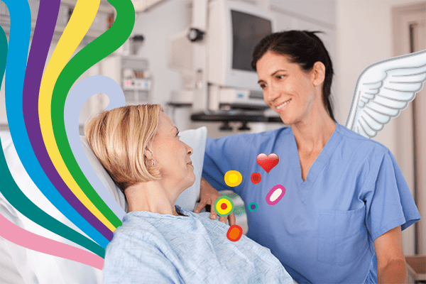 Nurse talking to patient in hospital