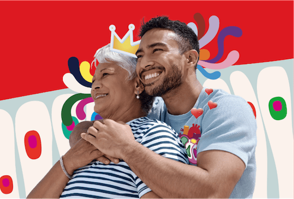 Young man hugging his mother