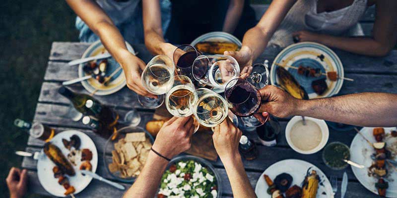 Food and drink on a table Food and drink on a table