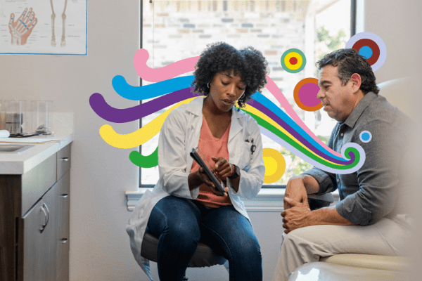 Doctor showing something to a patient