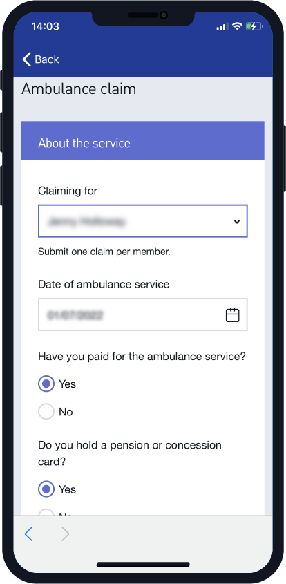 My Medibank app screenshot