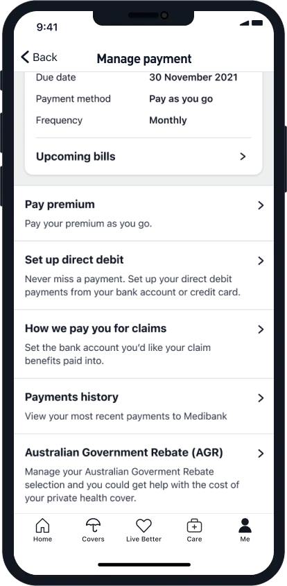 Tap Pay premium in My Medibank
