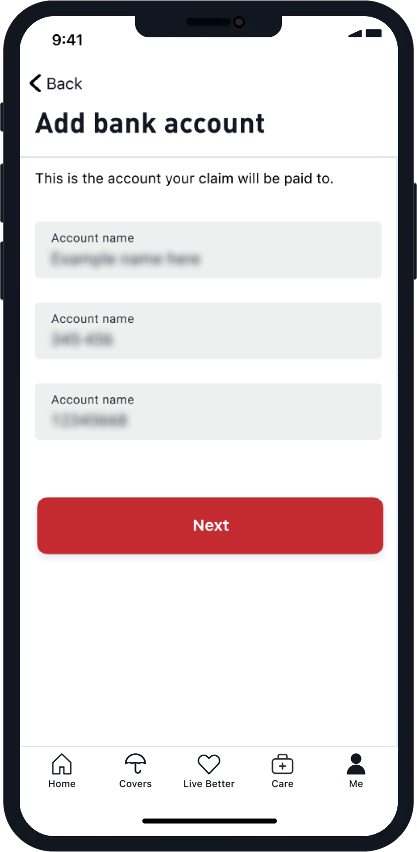Adding EFT details  in My Medibank