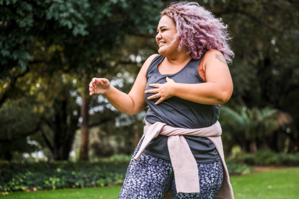 Woman dancing outside